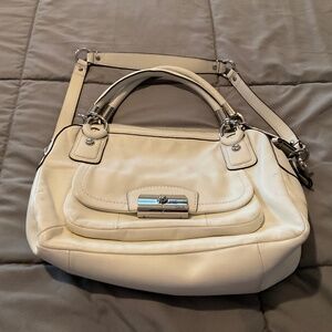 Coach white leather double satchel